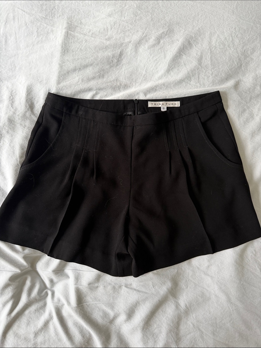 Trina Turk Black High-Waist Tailored Shorts